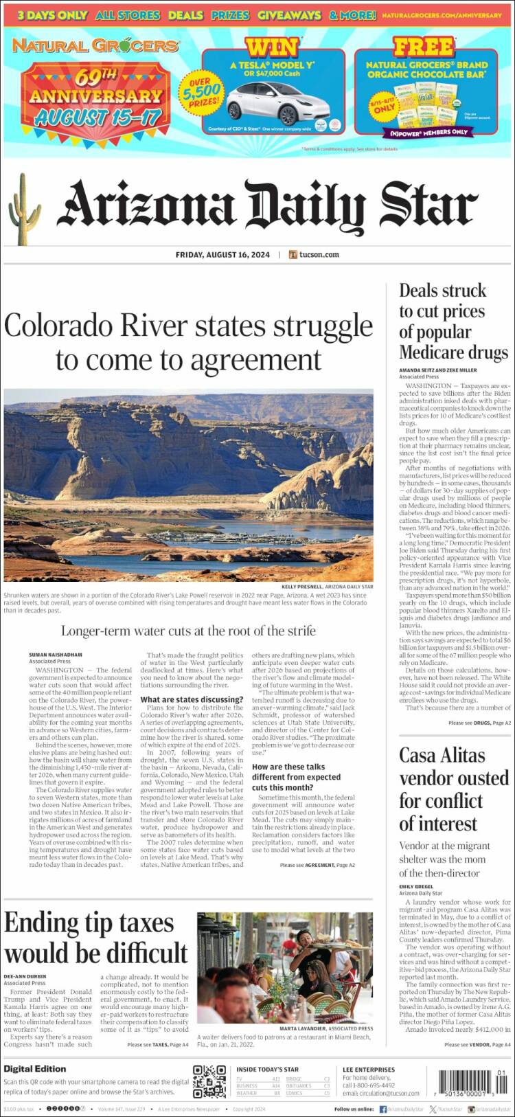 Portada de Arizona Daily Star (USA)