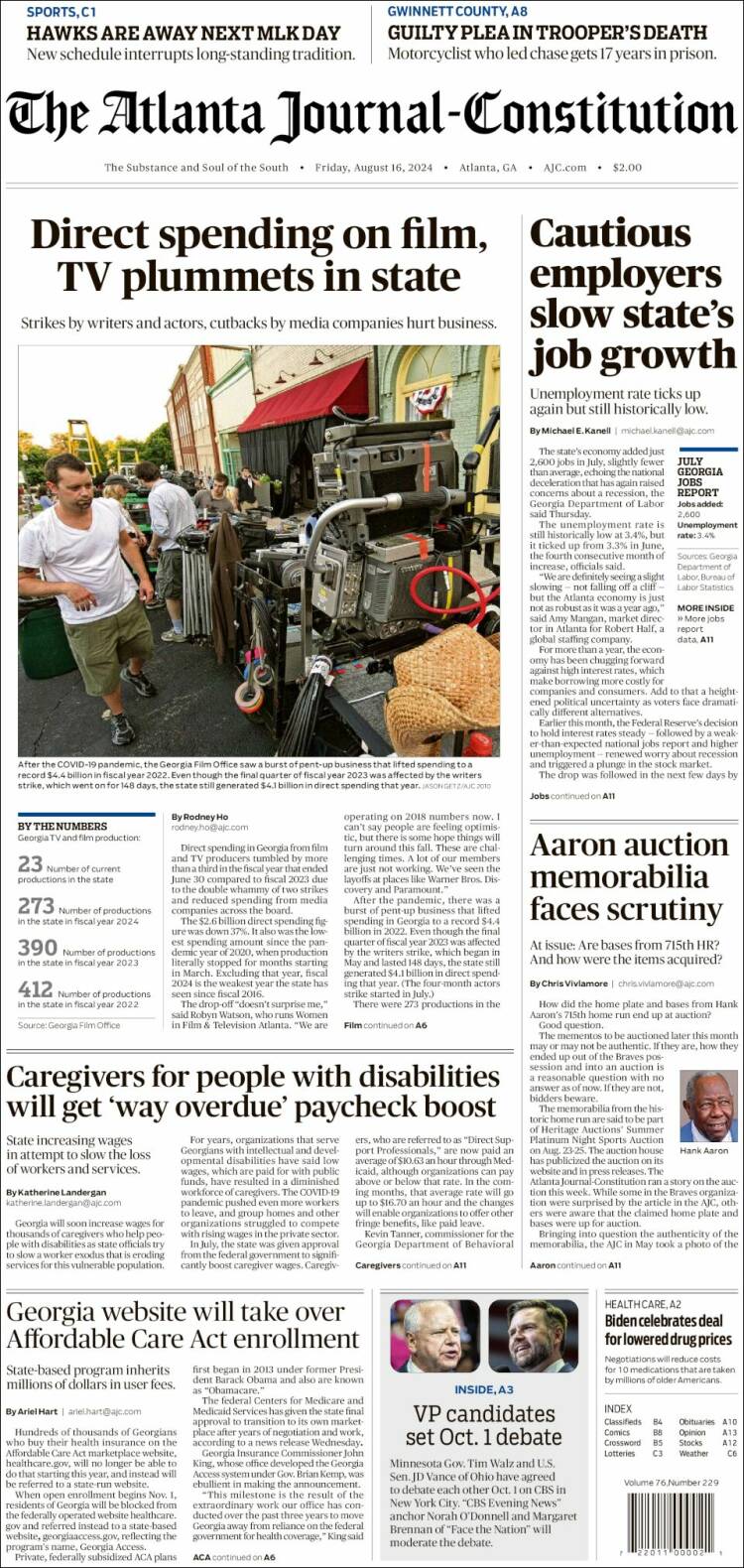 Portada de The Atlanta Journal-Constitution (USA)