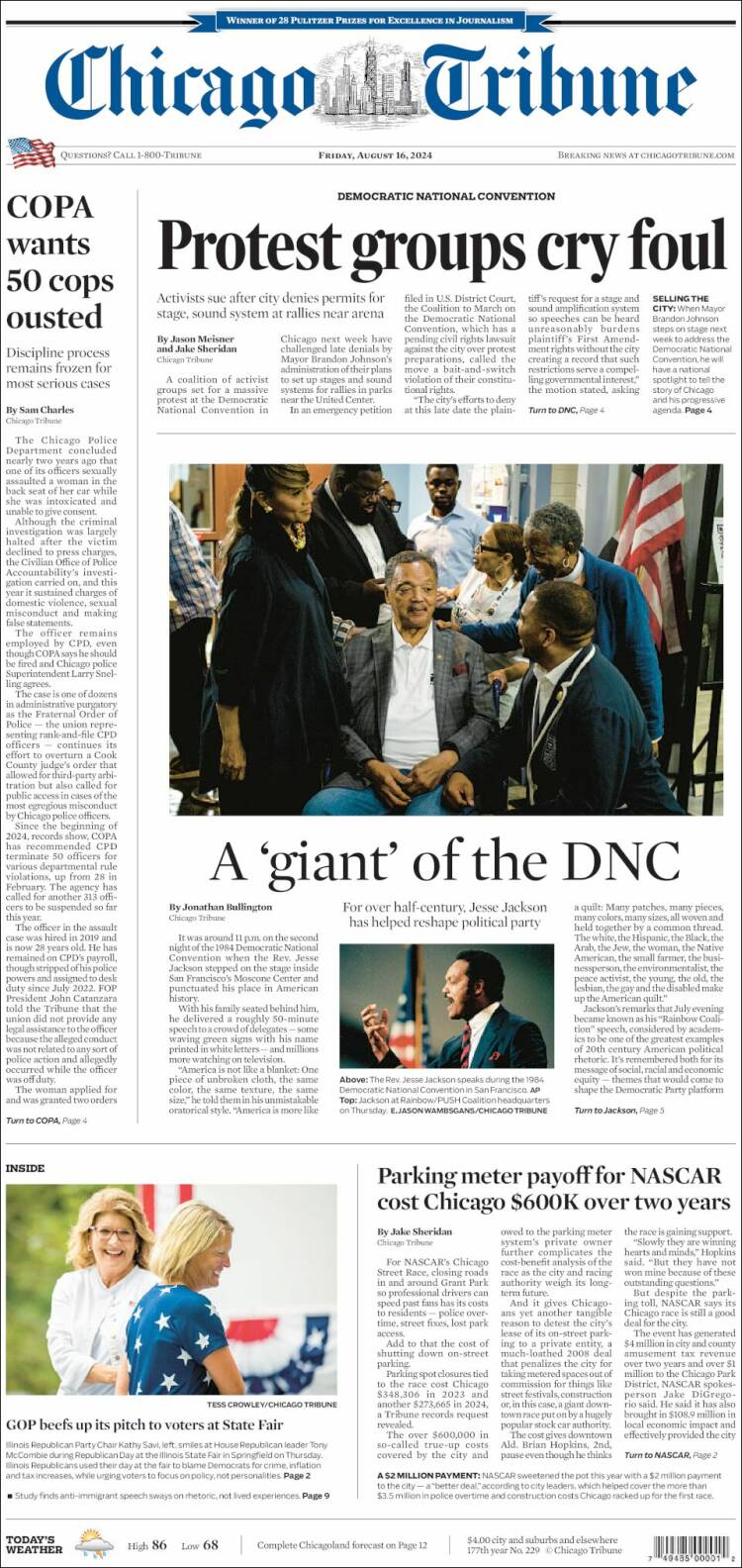 Portada de Chicago Tribune (USA)