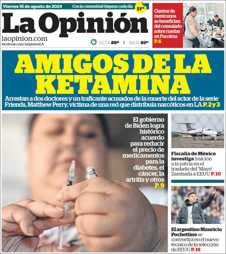 Portada de La Opinión (USA)