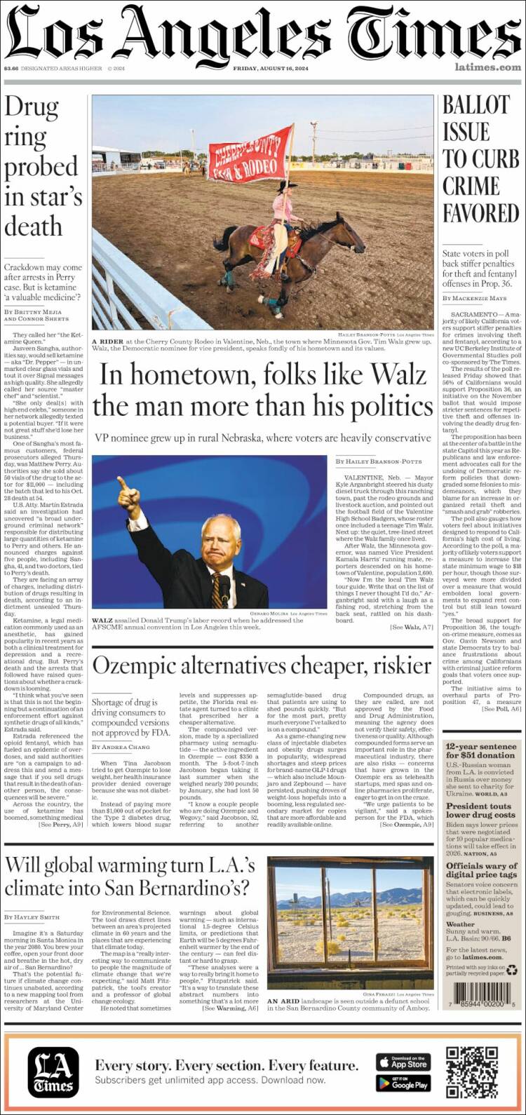 Portada de Los Angeles Times (USA)