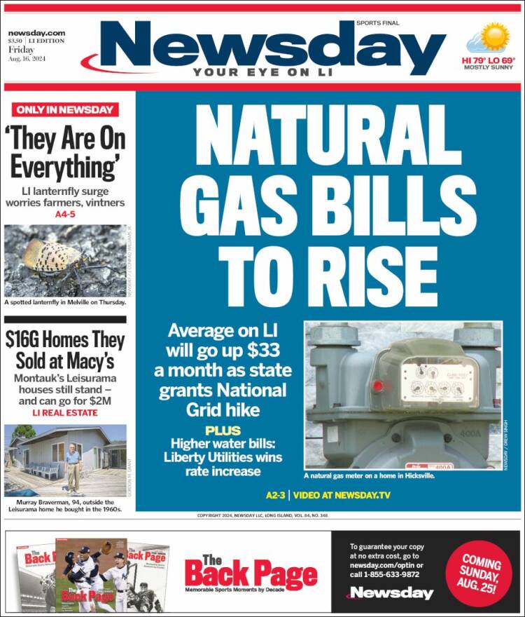 Portada de Newsday (USA)