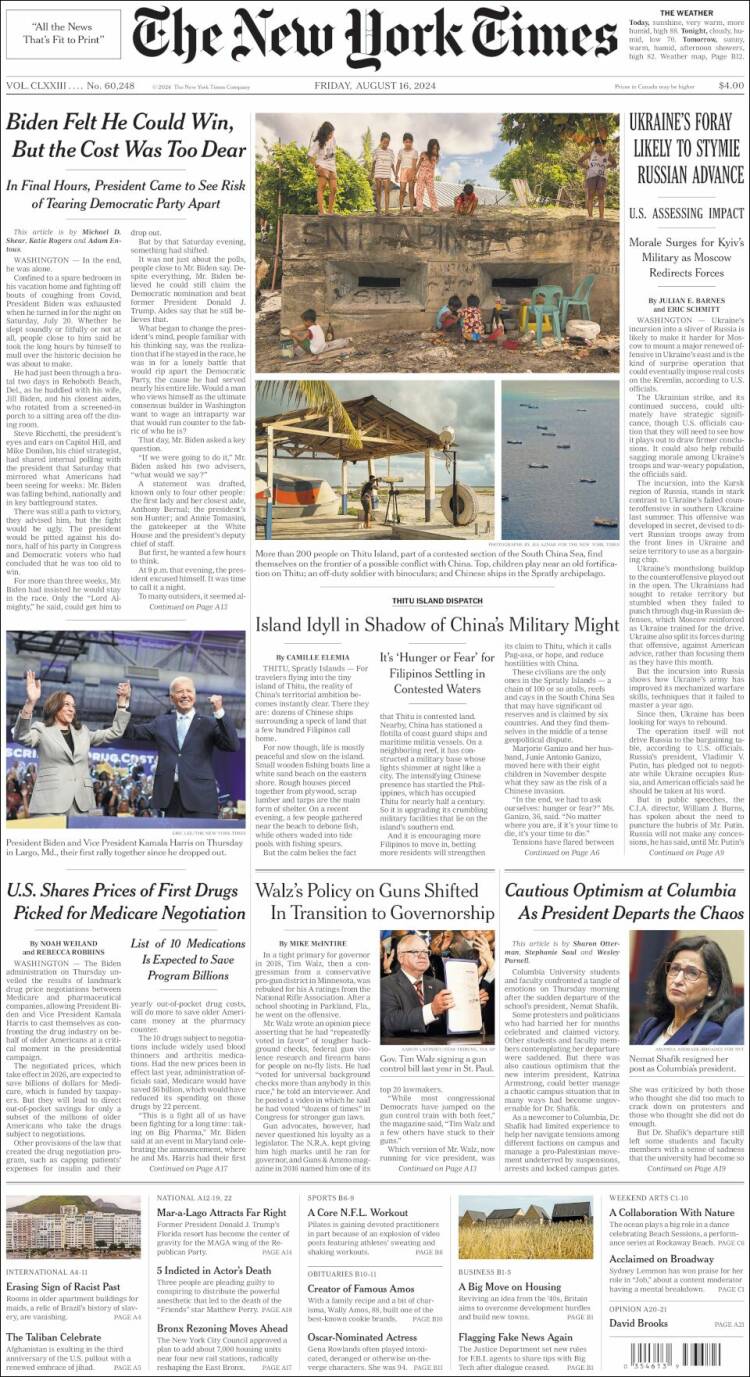 Portada de New York Times (USA)