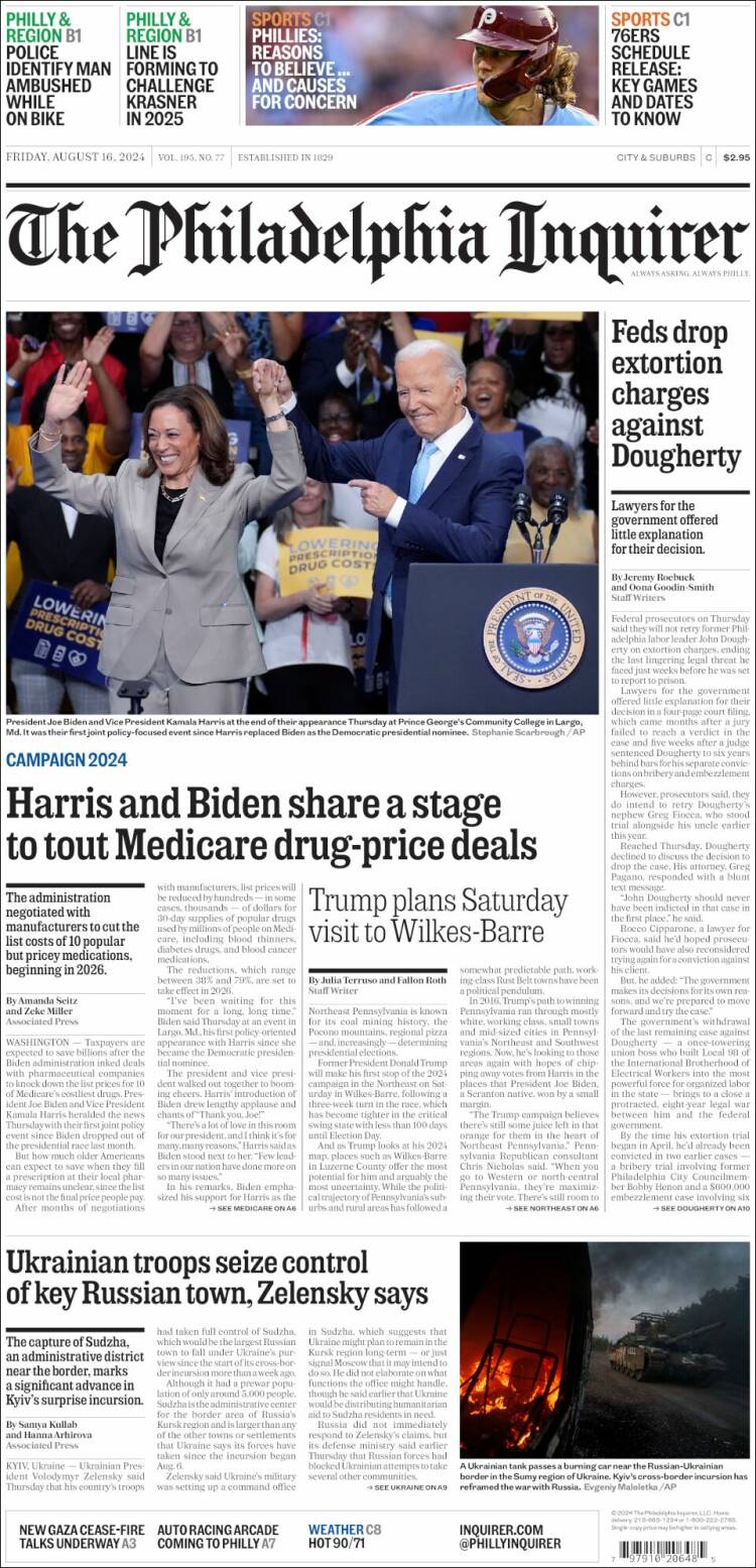 Portada de Philadelphia Inquirer (USA)