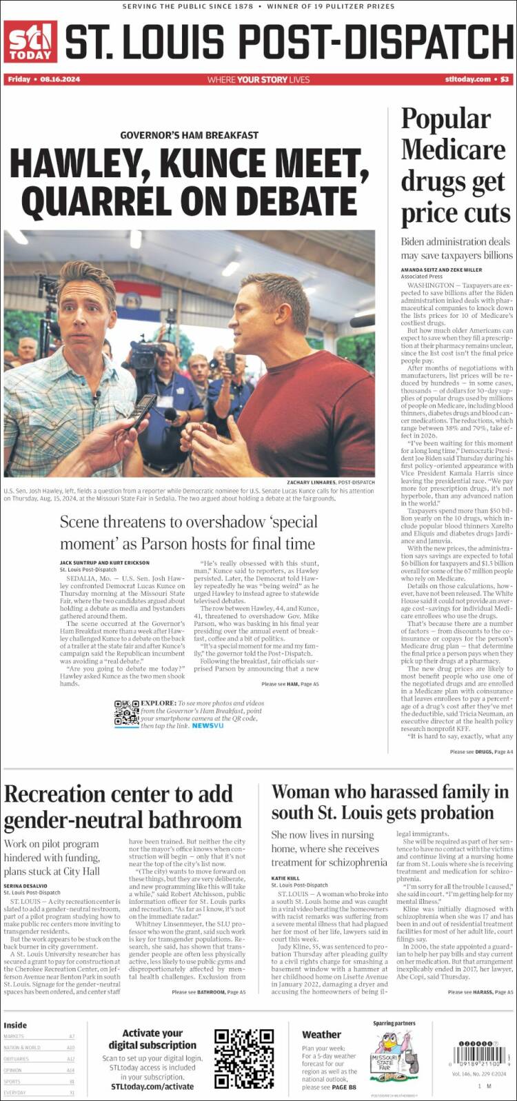 Portada de St. Louis Post-Dispatch (USA)