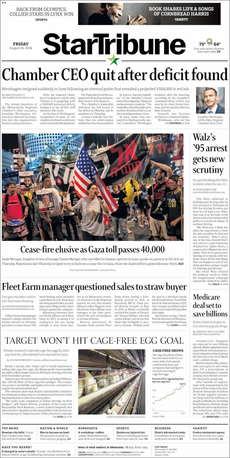 Portada de Star Tribune (USA)