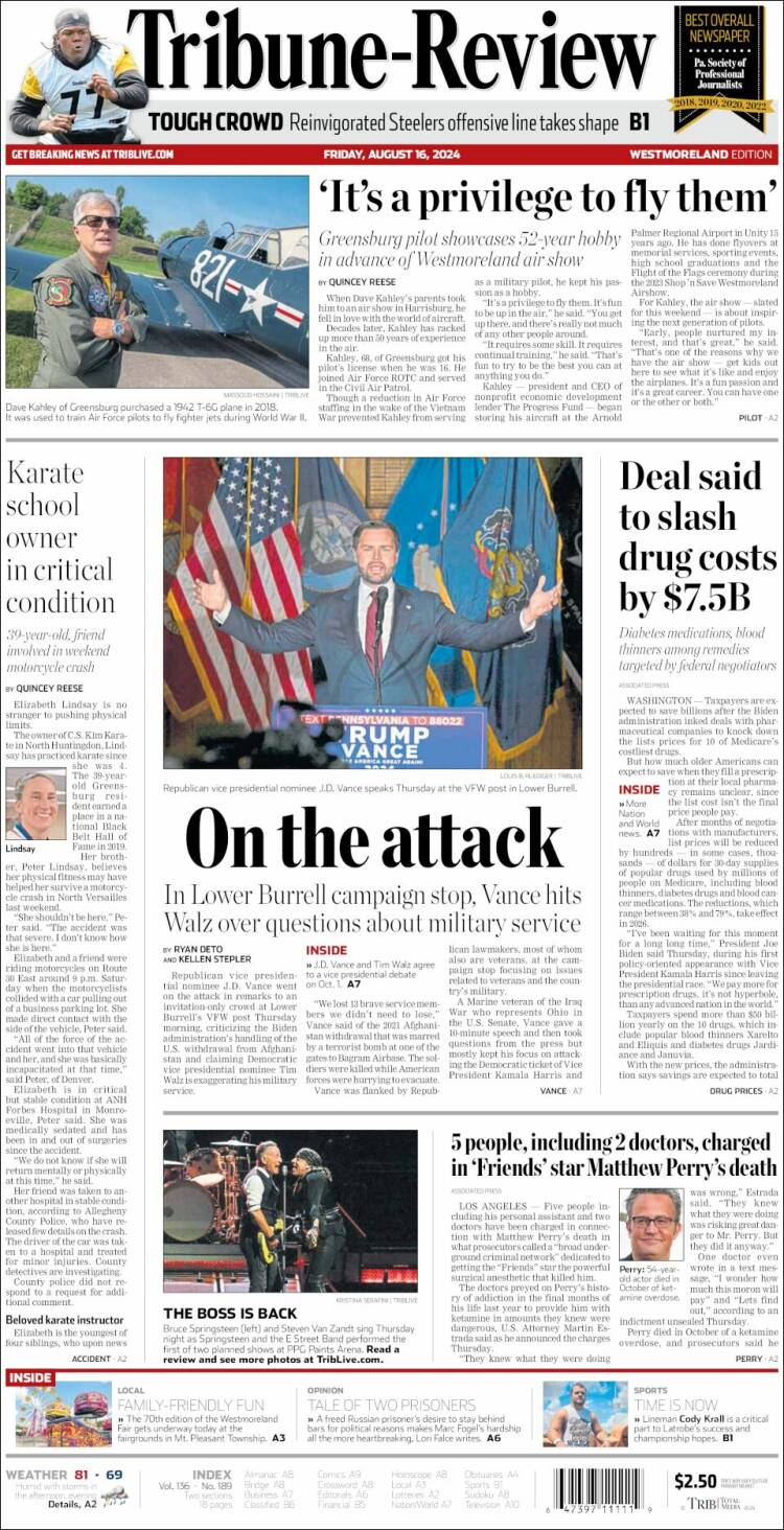 Portada de Tribune-Review (USA)