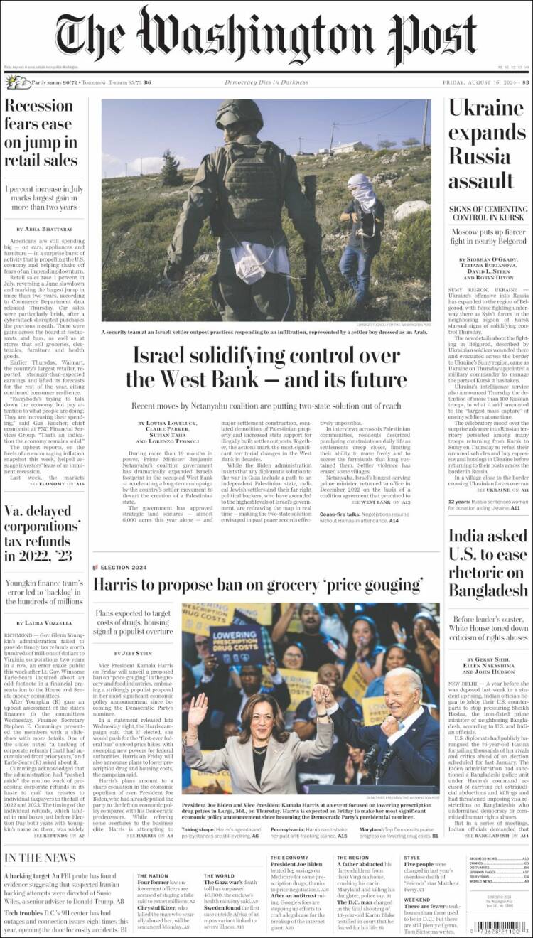 Portada de The Washington Post (USA)