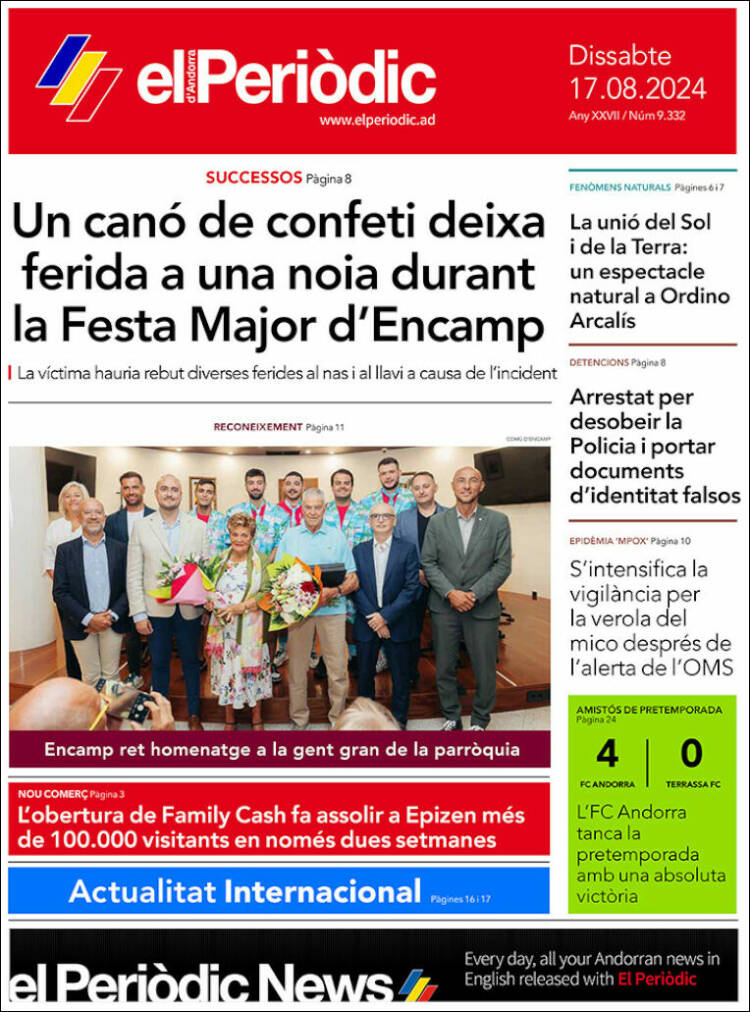 Portada de El Periòdic d'Andorra (Andorra)