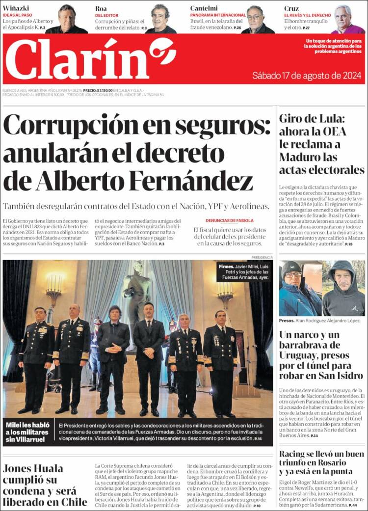 Portada de Clarín (Argentina)