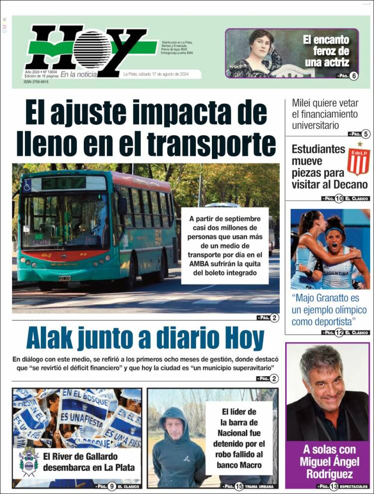 Portada de Diario Hoy (Argentina)