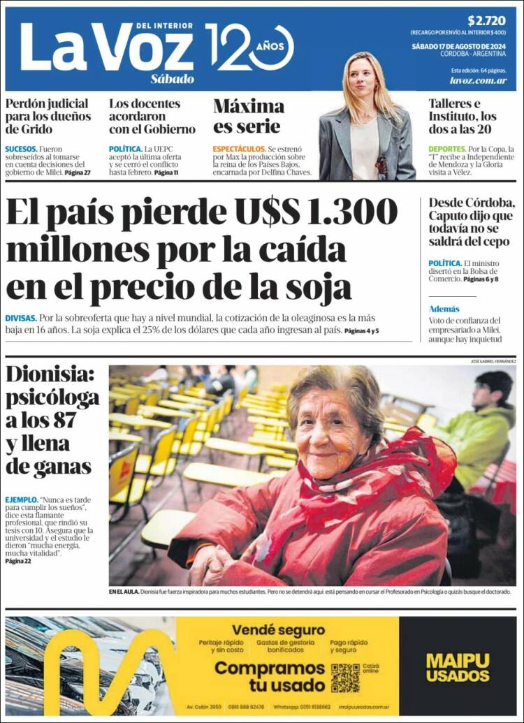 Portada de La Voz del Interior (Argentina)