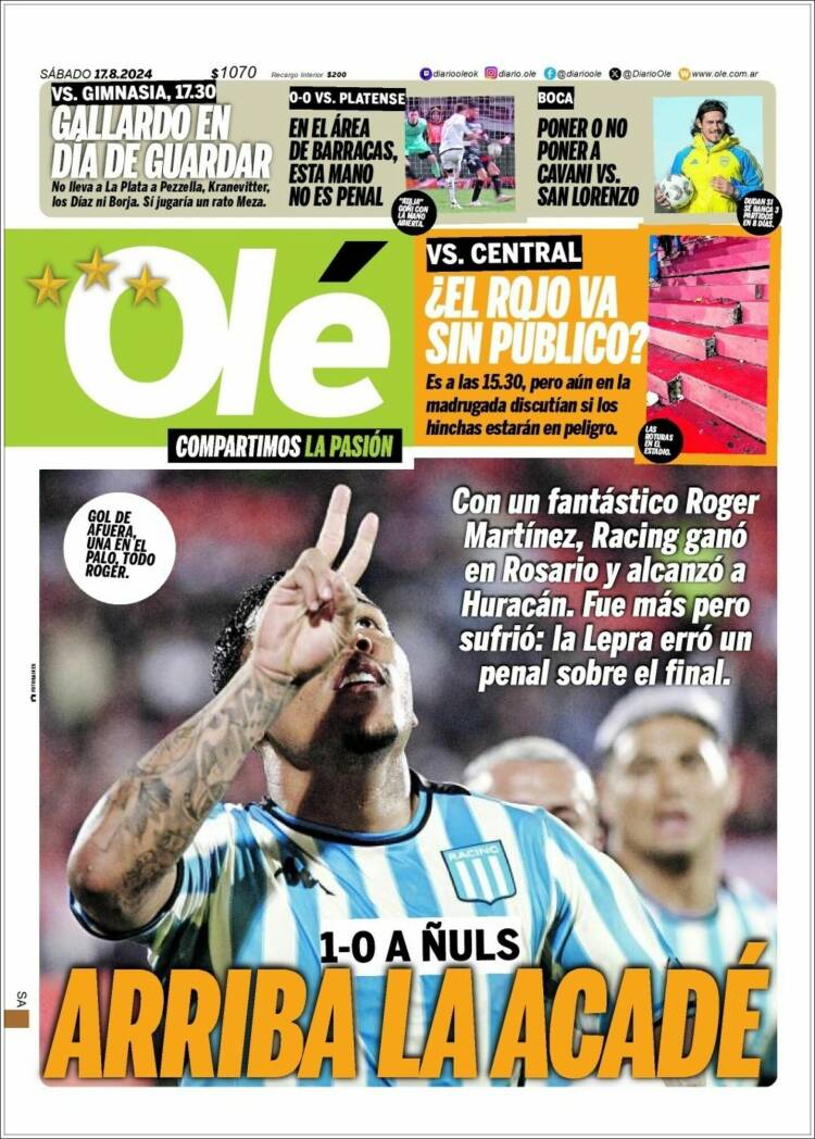 Portada de Olé (Argentina)