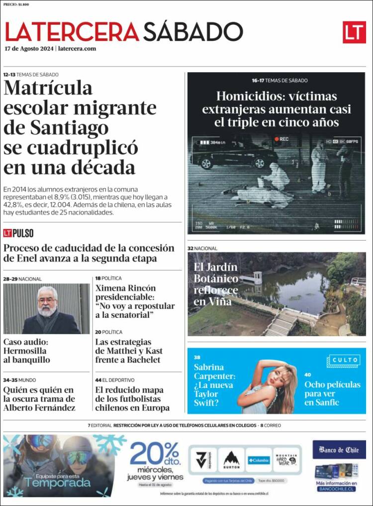 Portada de La Tercera (Chile)