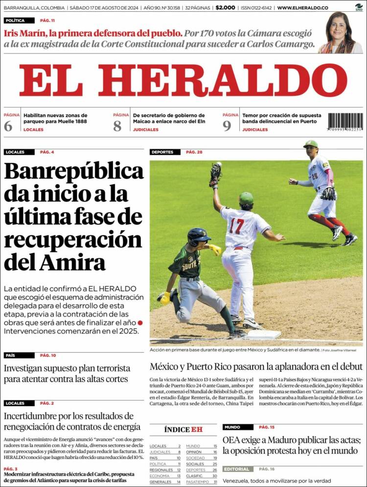 Portada de El Heraldo (Colombia)