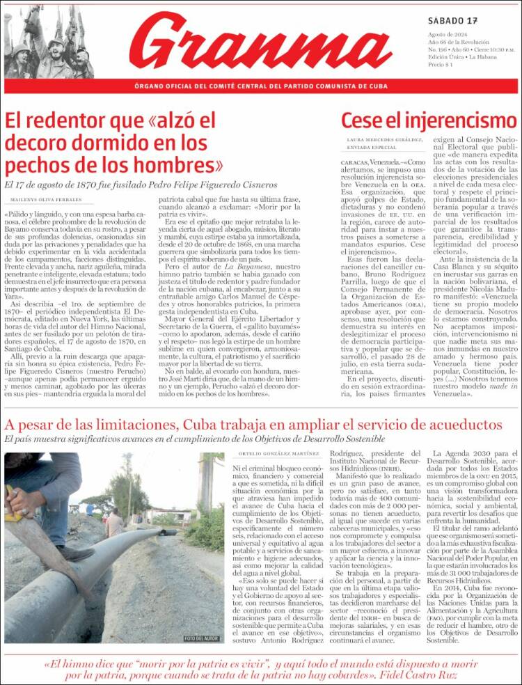 Portada de Granma (Cuba)