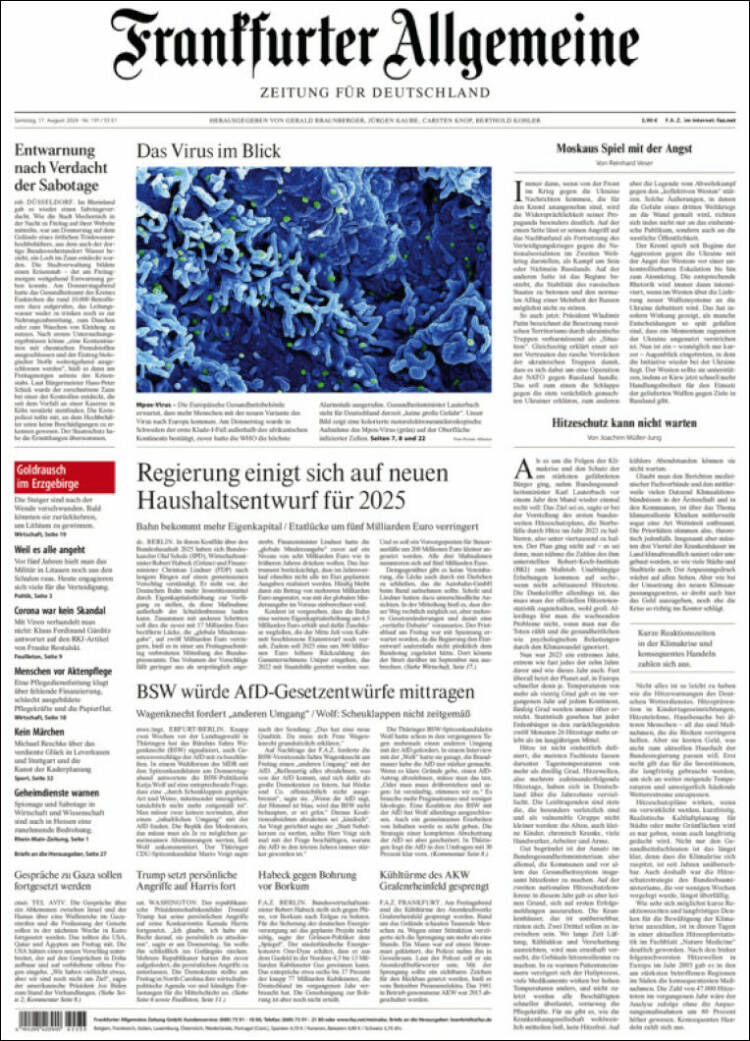 Portada de Frankfurter Allgemeine (Alemania)