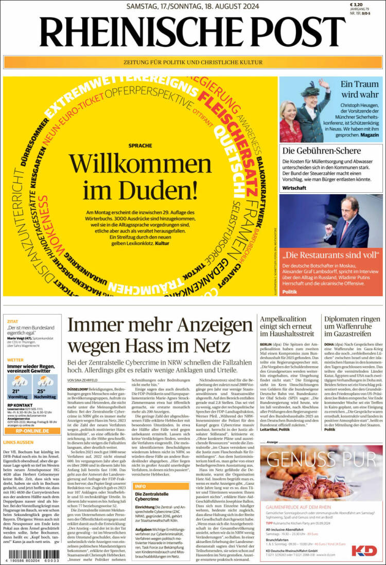 Portada de Rheinische Post (Alemania)