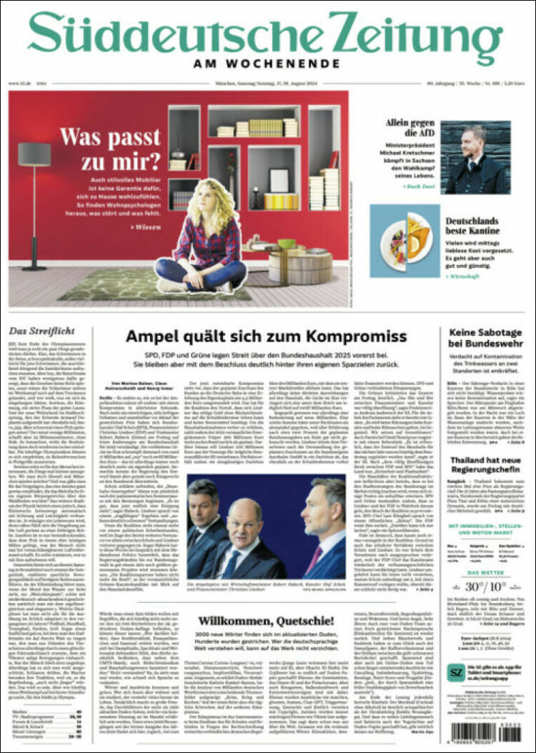 Portada de Sueddeutsche (Alemania)