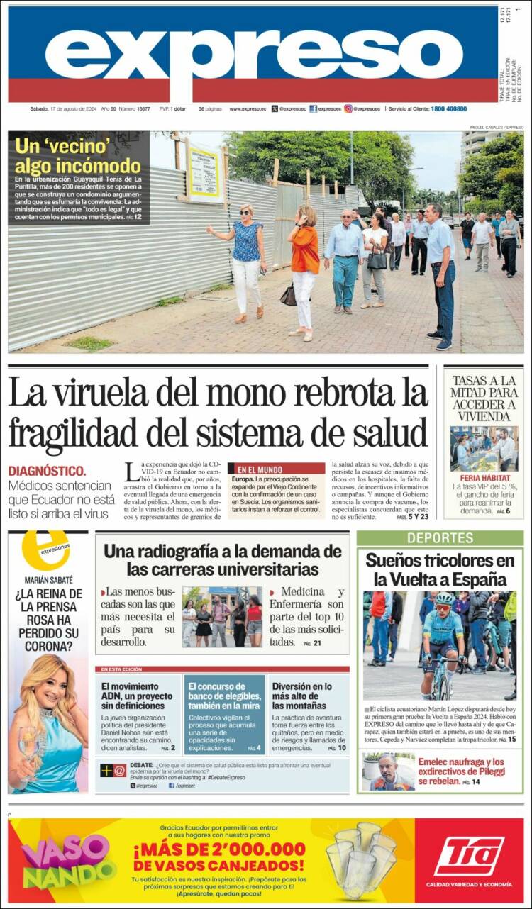Portada de Expreso (Ecuador)