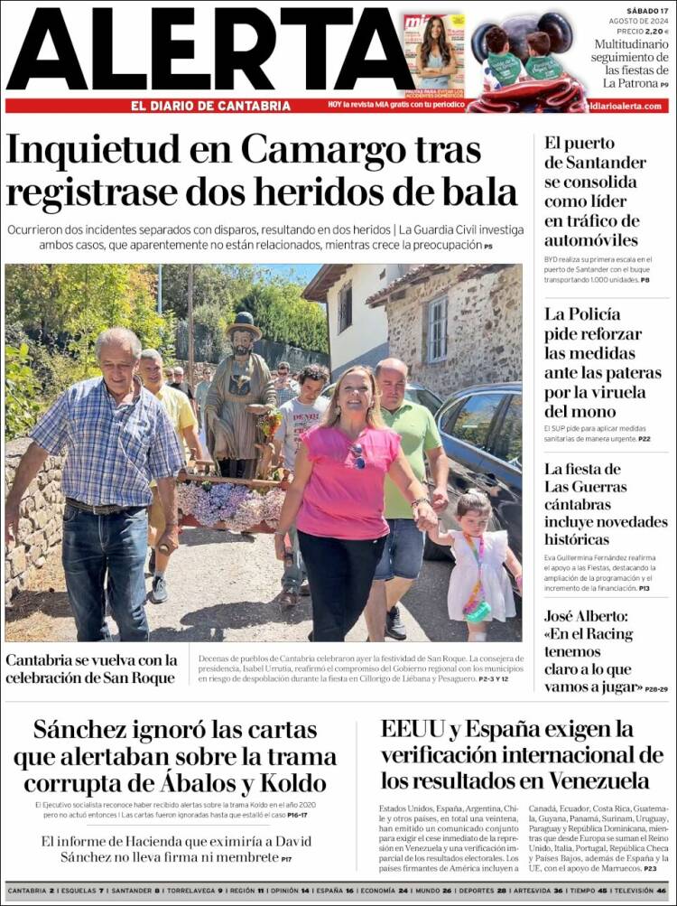 Portada de Alerta - El Diario de Cantabria (España)