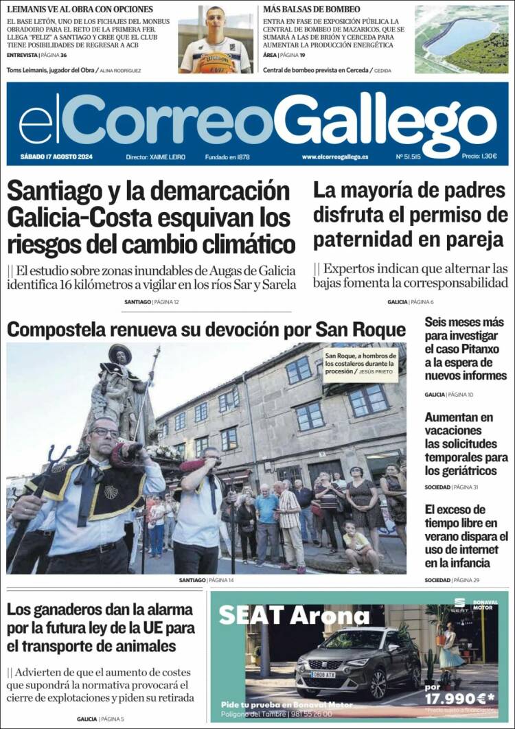 Portada de El Correo Gallego (España)