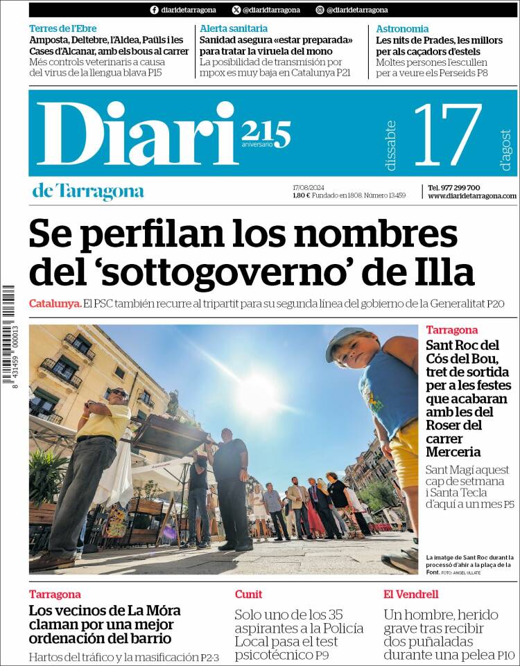 Portada de Diari de Tarragona (España)