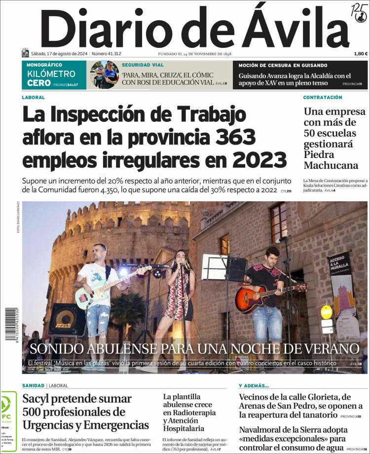 Portada de Diario de Ávila (España)