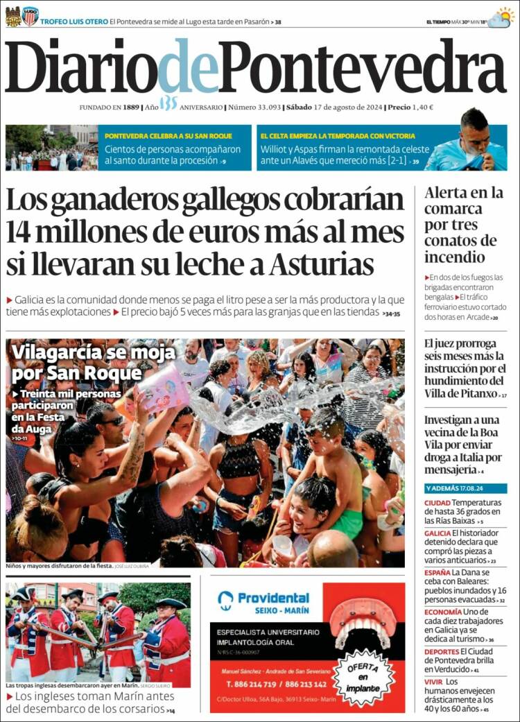 Portada de Diario de Pontevedra (España)