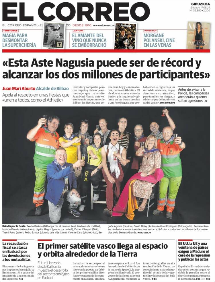 Portada de El Correo - Guipuzcoa (España)