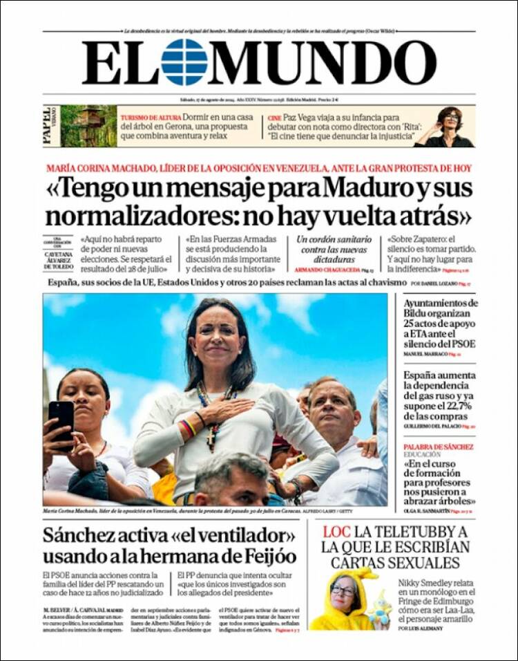 Portada de El Mundo (España)