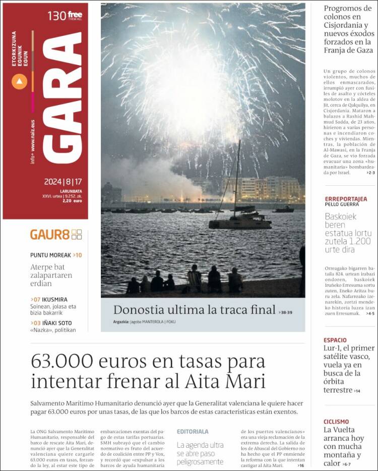 Portada de Gara (España)