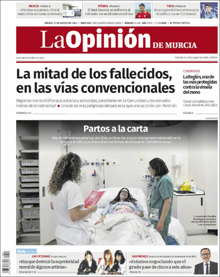 Portada de La Opinión de Murcia (España)