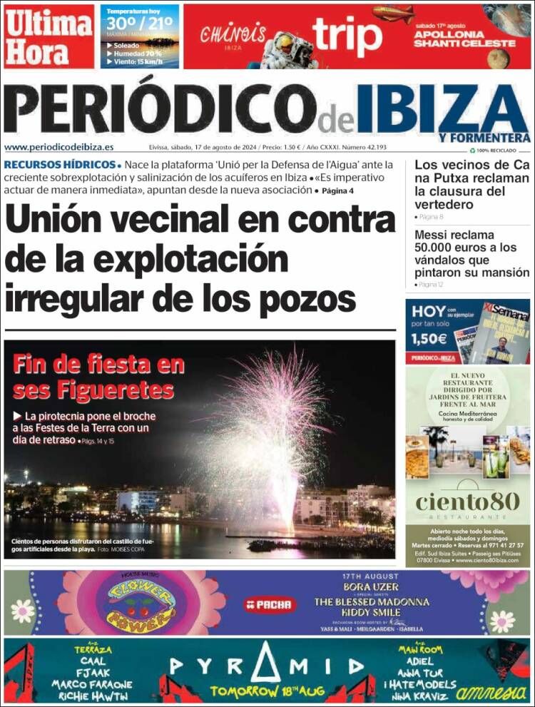 Portada de Periódico de Ibiza (España)