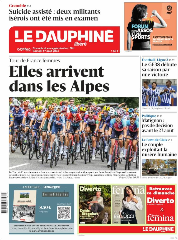 Portada de Le Dauphiné Libéré (Francia)