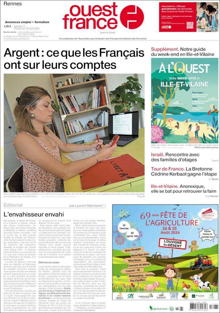 Portada de Ouest France (Francia)
