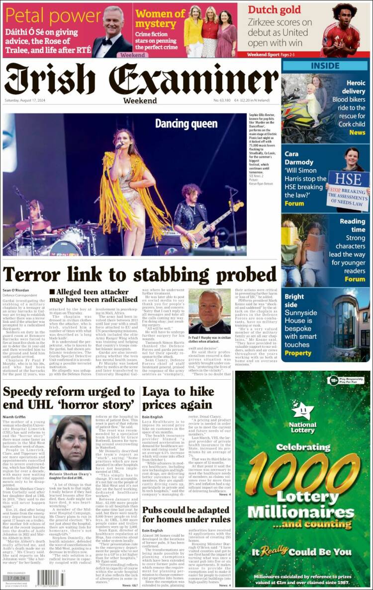 Portada de Irish Examiner (Irlanda)