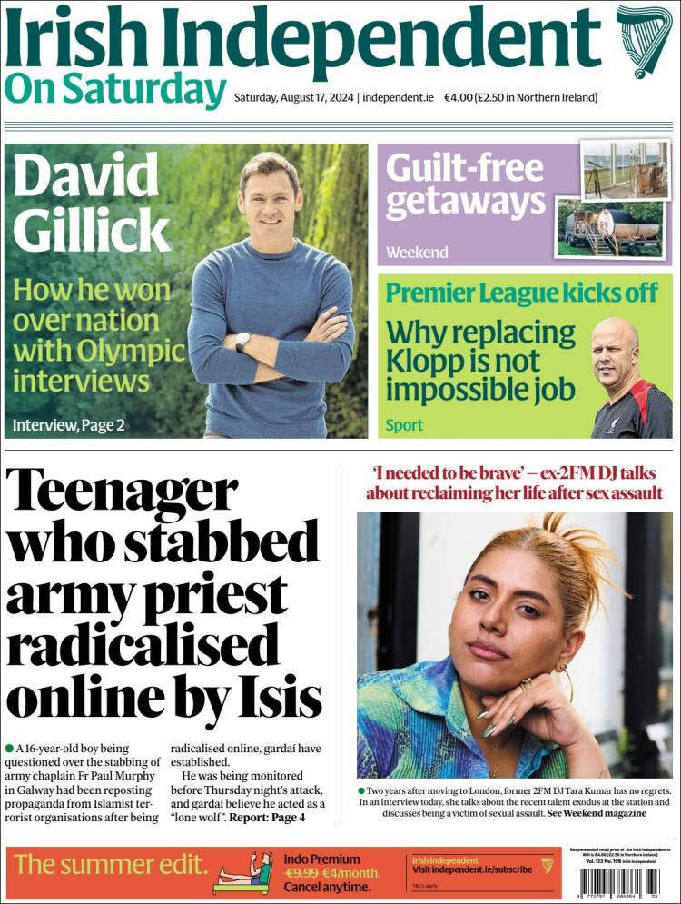 Portada de Irish Independent (Irlanda)