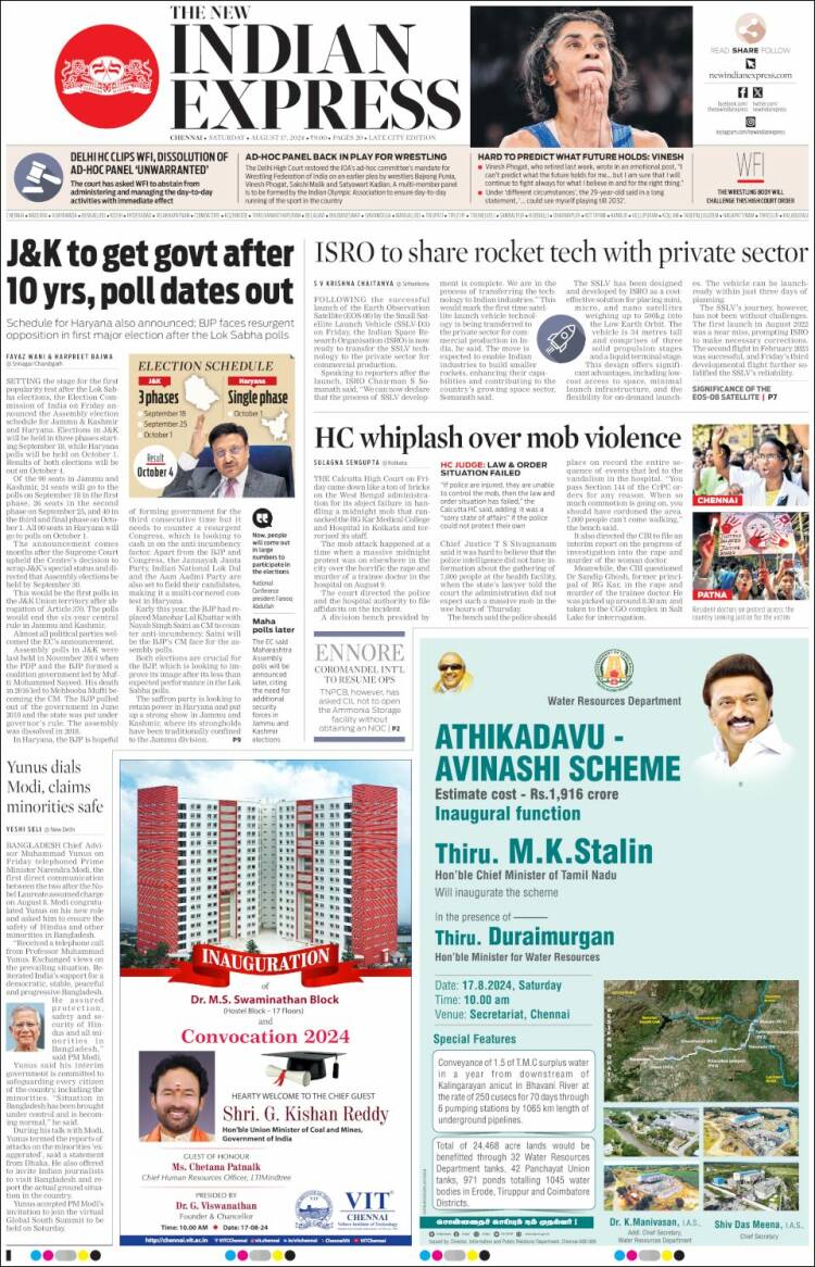 Portada de New Indian Express (India)