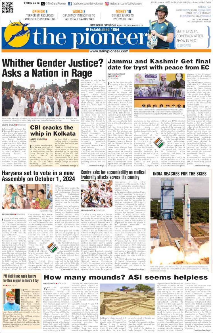 Portada de The Pioneer (India)