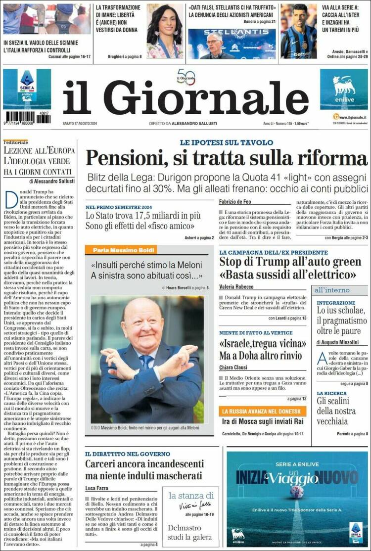 Portada de il Giornale (Italia)