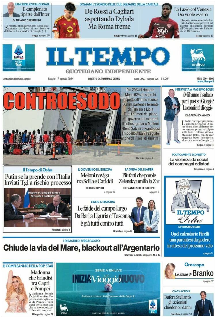Portada de Il Tempo (Italia)