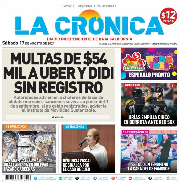 Portada de La Crónica de Baja California (México)