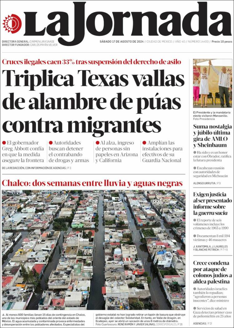 Portada de La Jornada (México)