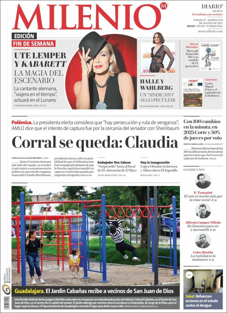 Portada de Milenio - Jalisco (México)