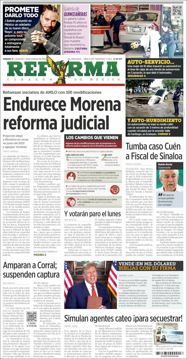 Portada de Reforma (México)