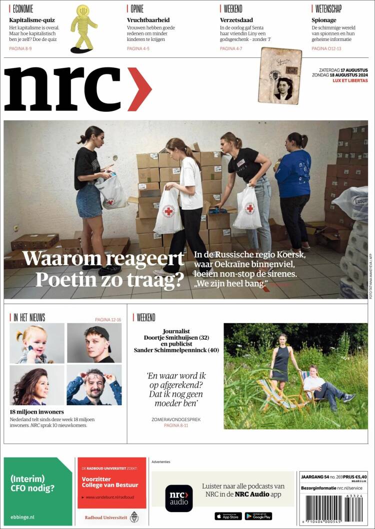 Portada de NRC Handelsblad (Pa&iacute;ses Bajos)