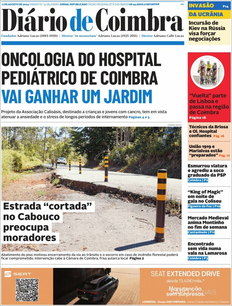 Portada de Diário de Coimbra (Portugal)