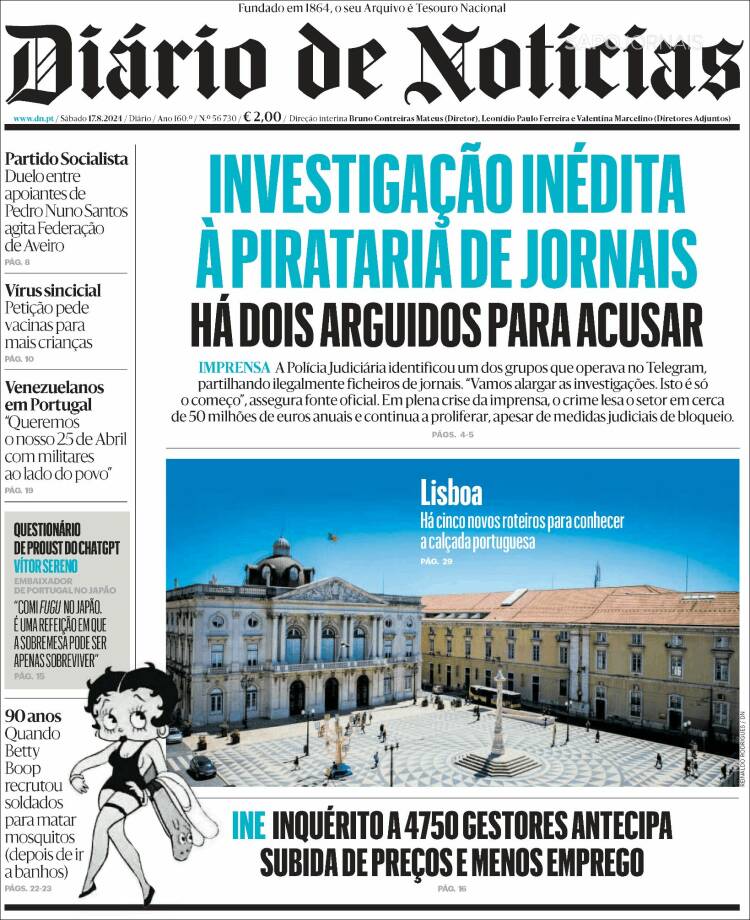 Portada de Diário de Noticias (Portugal)