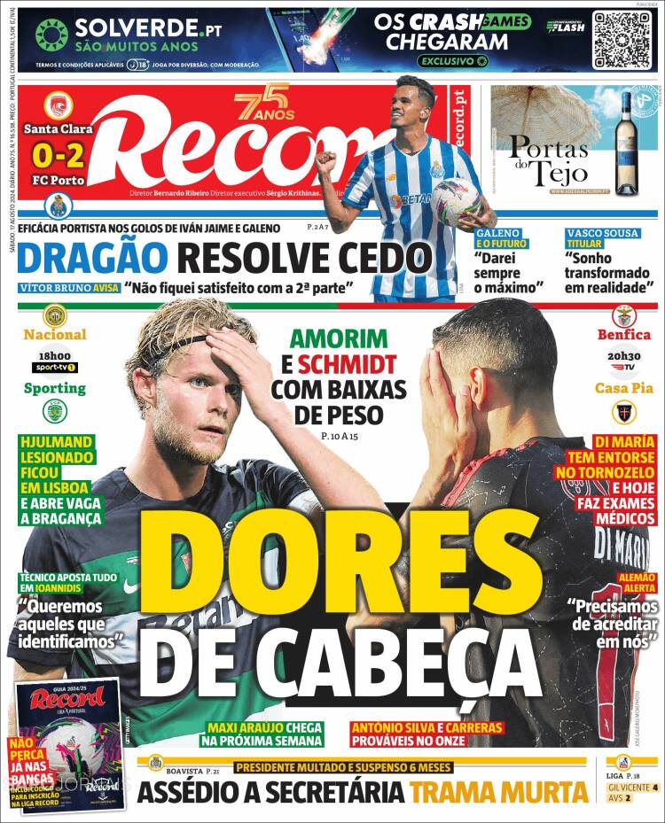 Portada de Jornal de Negócios (Portugal)